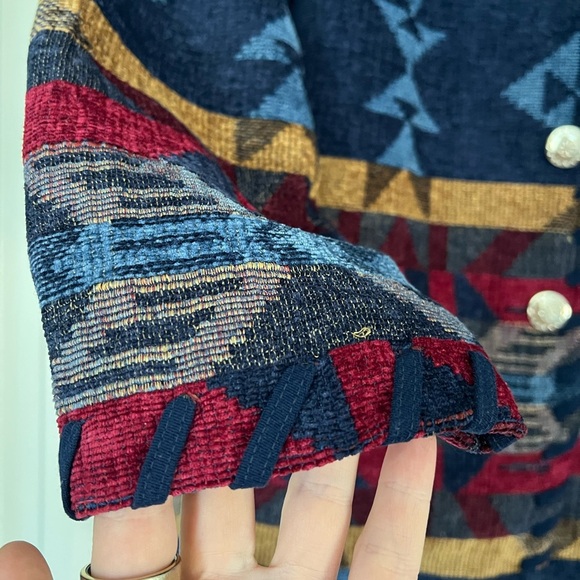 Vintage Southwest Aztec Woven Jacket Western Boho Ethnic Tribal Print M - Picture 4 of 8